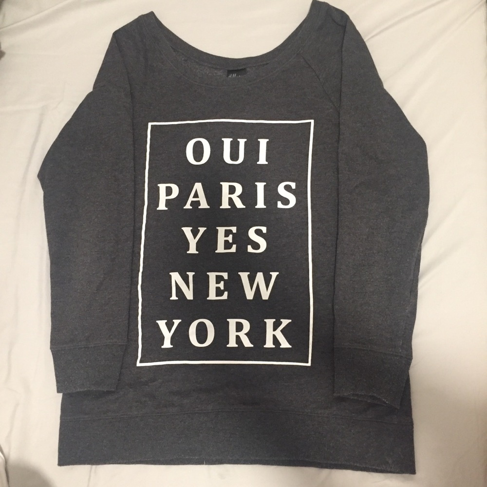 H&M Charcoal Grey Graphic Longline Sweatshirt
